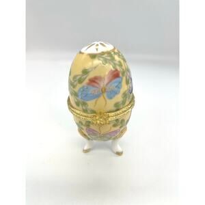 Formalities Porcelain Painted Egg Butterfly Footed Hinged Trinket Box Baum Bros